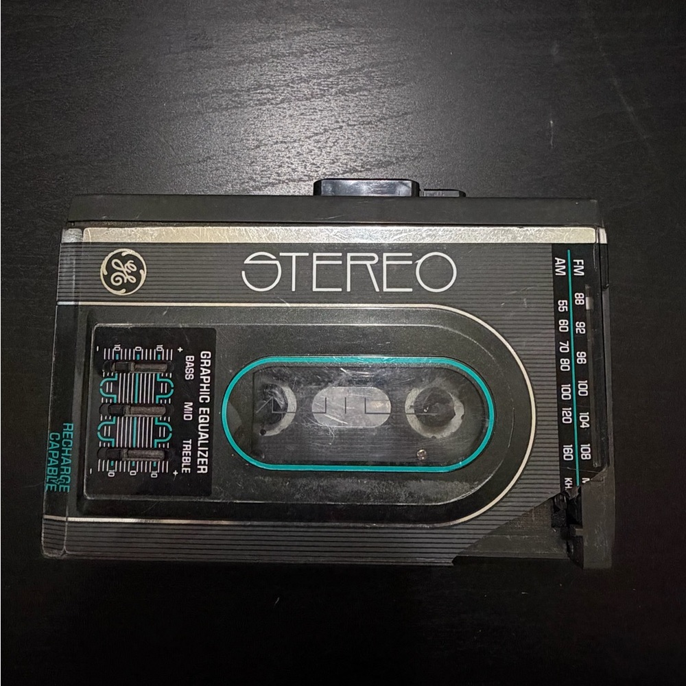 Black Portable Cassette Player with Graphic Equalizer